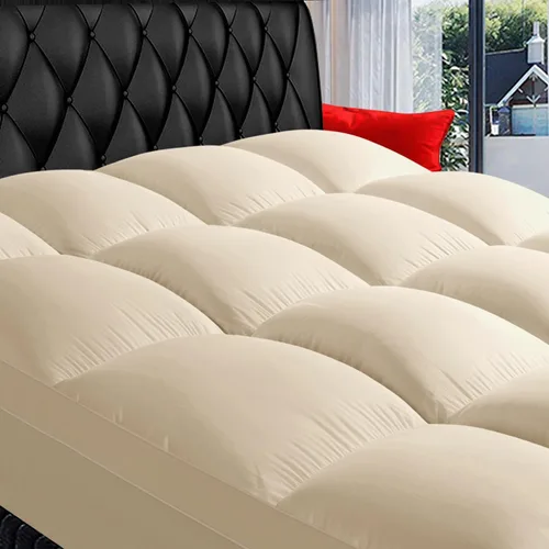 COONP Cubrecolchón Queen extra grueso, funda de colchón de felpa refrescante con bolsillo profundo de 8-21 pulgadas (beige, Queen)