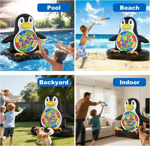Miniatura 4 de MOONTOY Fun Pool Toys, Inflatable Dart Board Floating Water Game for Kids Ages 4-8 8-12, Outdoor Backyard & Beach Games for Boys Girls Teens and