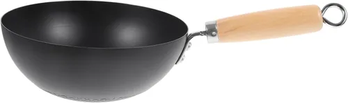 COLLBATH Wok de hierro pequeño antiadherente estufa de gas sartén de 14.56 x 7.87 x 3.54 pulgadas para cocina casera utensilios de cocina versátiles