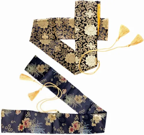 2 unids bolsa de espada 51 pulgadas seda sintética Katana bolsa espada cubierta de transporte para espadas samurai Flor de la suerte y nube