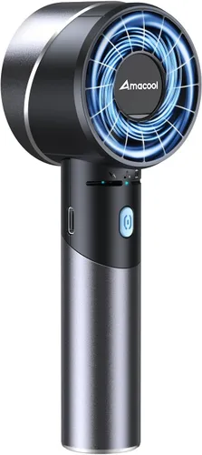 Miniatura 15 de AMACOOL Mini ventilador turbo de mano, 17 horas de funcionamiento, 4 velocidades, cuerpo de metal fresco, ventilador de mano personal recargable