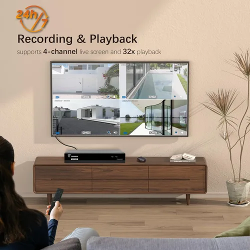 Miniatura 5 de TIGERSECU Grabador de seguridad DVR híbrido 4 en 1 de 4 canales Super HD 1080P con disco duro de 1 TB, para cámaras TVI/AHD/CVI/analógicas de 2MP