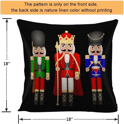 Miniatura 5 de Funda de almohada de cascanueces de dibujos animados de Navidad, decoración del hogar, funda de cojín cuadrada para sofá cama, funda de almohada