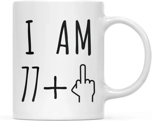 Miniatura 70 de Andaz Press Divertida taza de café de 11 onzas, regalo de broma de cumpleaños, I Am 49 + 1 dedo medio, 1 paquete, ideas de regalo de cumpleaños 50