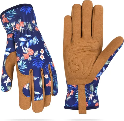 Guantes de jardinería para mujeres, guantes de cuero para trabajo en jardín, a prueba de espinas, sin perforación, para cavar, plantar y podar