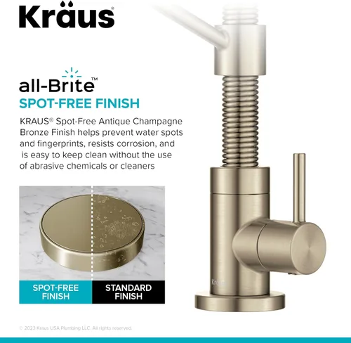 Miniatura 6 de KRAUS Bolden Grifo de filtro de agua potable de una sola manija para ósmosis inversa o sistema de filtración de agua en bronce champán antiguo sin