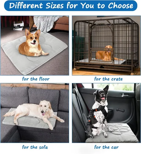Miniatura 6 de Coldwind Almohadilla para jaula de perro (18 x 24 pulgadas), alfombrillas para dormir, transpirable, color oscuro para ocultar manchas, gris