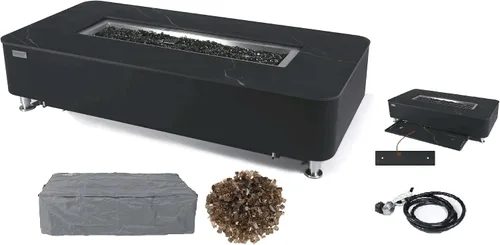 Miniatura 37 de Elementi+ Mesa de Fuego de Gas Colorado de Hormigón Fundido de 56" Rectangular, Hoguera al Aire Libre con Ignición Electrónica Incluye Cubierta