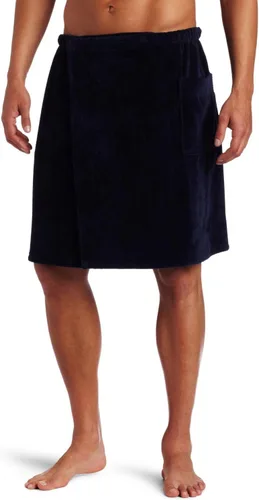 robesale Toallas envolventes de algodón puro de rizo de algodón para hombre, pequeñas/medianas, azul marino