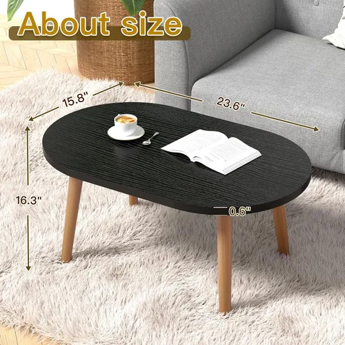 Miniatura 2 de FAMIDGE Mesa auxiliar, mesas auxiliares ovaladas pequeñas de 23.6 pulgadas para espacios pequeños con 4 patas de madera maciza, mesa de pie