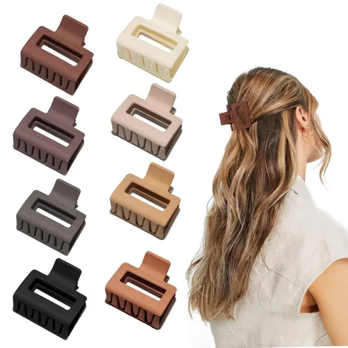 Miniatura 10 de Pinzas de garra para cabello para mujeres y niñas, pinzas cuadradas mate de 2" para cabello fino o grueso, pinzas antideslizantes para el cabello