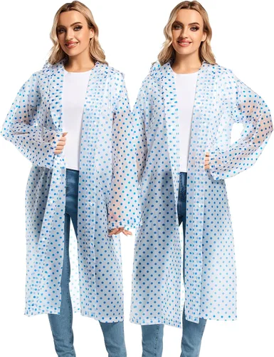 Miniatura 136 de 2 abrigos de lluvia de Borogo para adultos, chaquetas de lluvia reutilizables para hombres y mujeres