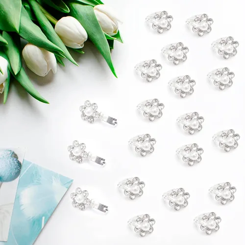 Miniatura 8 de YISSION 20 pinzas para el pelo con flores de diamantes de imitación, lindas horquillas azules pequeñas decorativas para el pelo de boda, pasadores