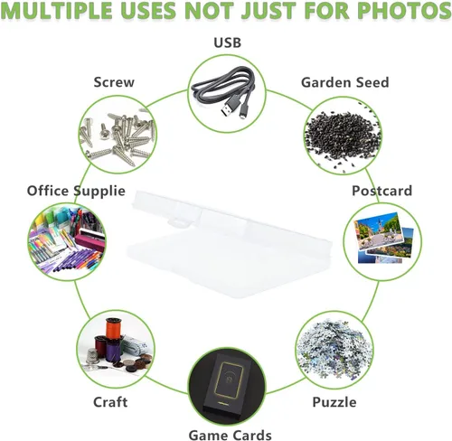 Miniatura 3 de Caja de almacenamiento de fotos de 5 x 7 pulgadas, 18 contenedores interiores extra grandes para organizar fotos, caja de almacenamiento de plástico