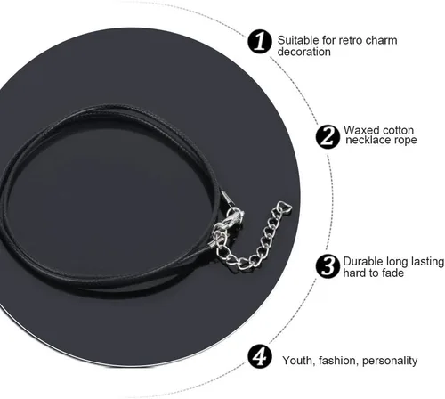 Miniatura 5 de YGDZ - 100 cadenas enceradas de 0.059 in con cierre a granel para collares y joyas, color negro