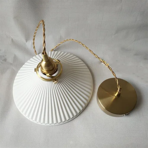 Miniatura 6 de Lámpara colgante de cerámica blanca, cerámica blanca con lámpara de latón zócalo, lámpara colgante de comedor, luz colgante de barra de noche