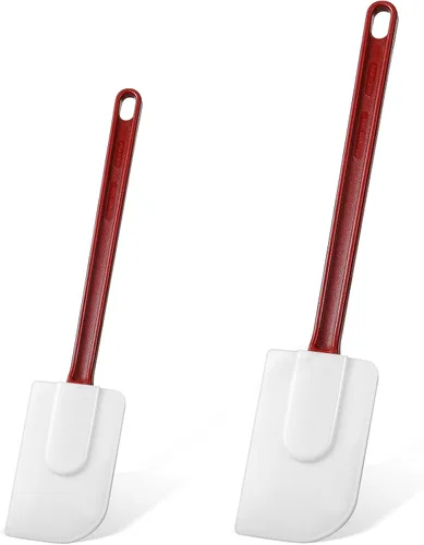 Miniatura 7 de Lounsweer Juego de 2 espátulas de goma resistentes al calor de 10 pulgadas, espátula de silicona comercial para uso en cocina, juegos de utensilios