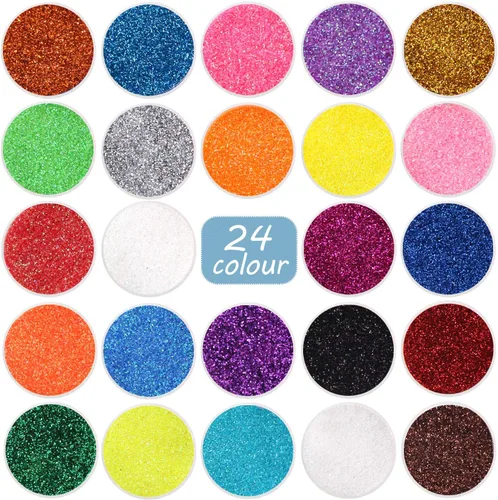 Brillantina fina de 24 colores, para manualidades, DIY, maquillaje, para la cara o las uñas o el pelo, para los ojos o los labios, de resina