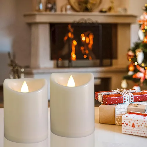 Miniatura 5 de 2 paquetes de velas LED impermeables para exteriores con temporizador, operadas a batería, parpadeantes, de pilas, de 7.6 x 10.2 cm, velas