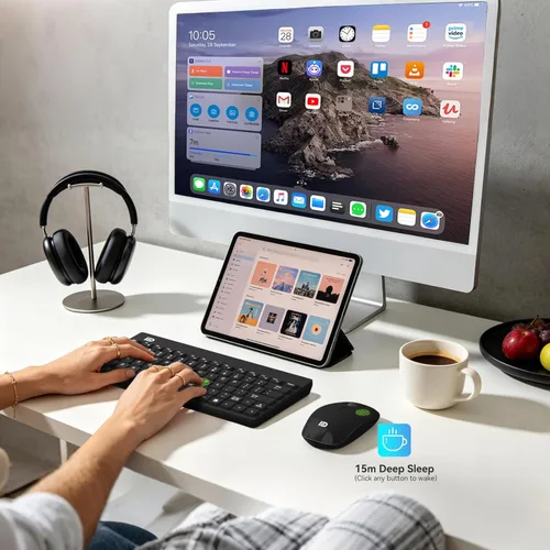 Miniatura 7 de Mango Era - Combo de teclado y mouse inalámbricos compactos, mini teclado y mouse de viaje pequeños para laptop, juego de teclado inalámbrico USB