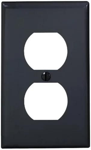 Leviton Placa de pared para receptáculo dúplex de dispositivo de 1 gang, tamaño estándar, nailon termoplástico, montaje de dispositivo, 80703-E,