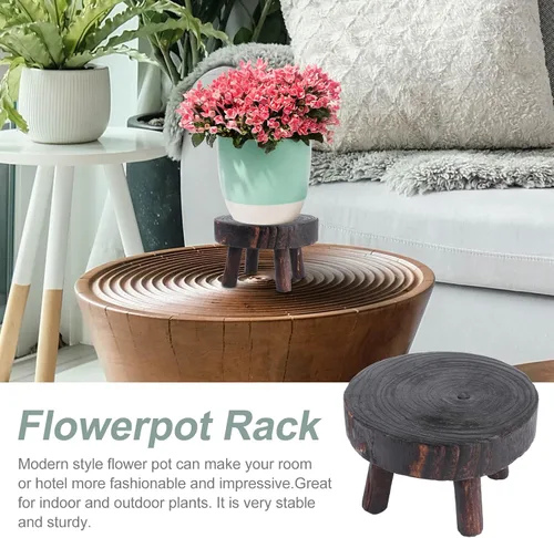 Miniatura 8 de VILLCASE Soporte de exhibición de taburete de madera, taburete de madera, soporte para plantas de patio, maceta, estante decorativo para taburete