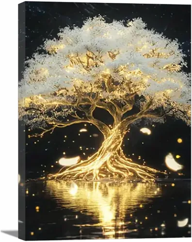 Miniatura 16 de VOCBAN Nature Tree of Life Abstract Pictures Canvas Painting Large Modern Canvas Wall Art Colorful Trees Living Room Wall Decor Plant Prints(black