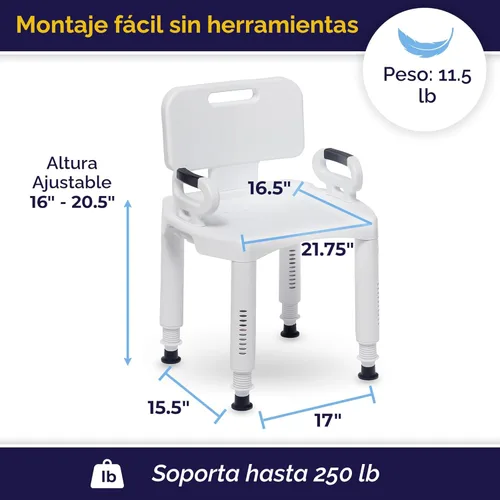 Miniatura 4 de Silla de ducha Drive Medical de serie Premium con respaldo y brazos