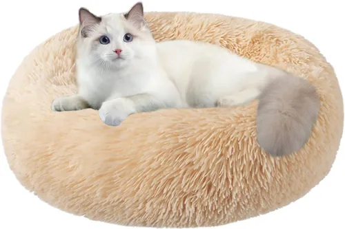 Miniatura 15 de Nisrada Cama para perros pequeños, medianos y grandes, 20 pulgadas, relajante, lavable, redonda, acogedora, suave, cama para mascotas para cachorros