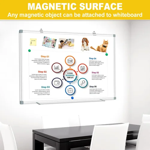 Miniatura 5 de H-Qprobd Pizarra blanca magnética de borrado en seco, pizarra de borrado en seco para pared, marco de aluminio de 48 x 36 pulgadas, pizarra blanca