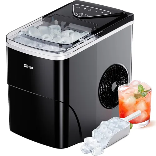 Miniatura 12 de Silonn Máquina de hielo de pepitas para encimera, máquina de hielo de pellets con función de autolimpieza, la máquina de hielo sónico produce 33