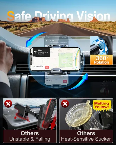 Miniatura 5 de VANMASS Los mejores soportes para teléfono de su coche Soporte para teléfono de coche de grado militar definitivo【Certificados de patente