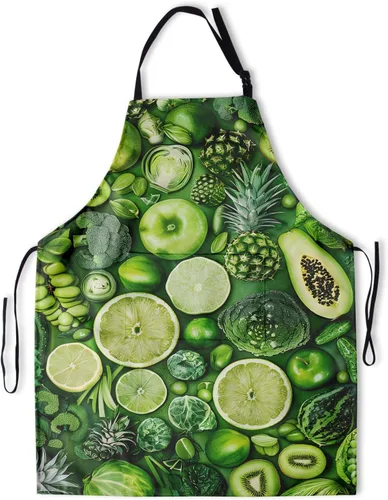 Miniatura 25 de Delantal impreso delantales de pintura de poliéster con bolsillo para cocinar cocina a la parrilla adultos