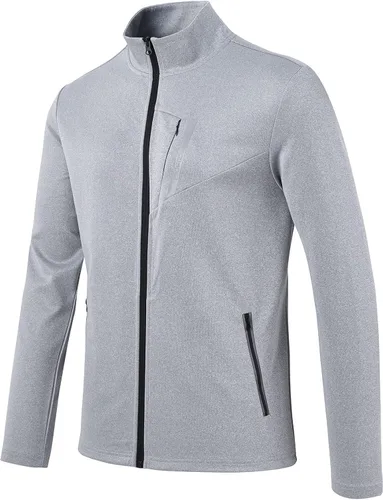 Miniatura 2 de MoFiz Conjunto deportivo para hombre, manga larga, casual, con cremallera completa, para correr, deportivo, 2 piezas
