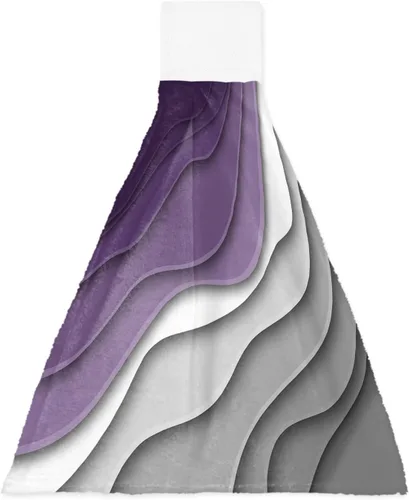 Miniatura 9 de Toallas de cocina con lazo para colgar, toallas de mano abstractas onduladas de color gris degradado, suaves, absorbentes, para baño, bar, hogar