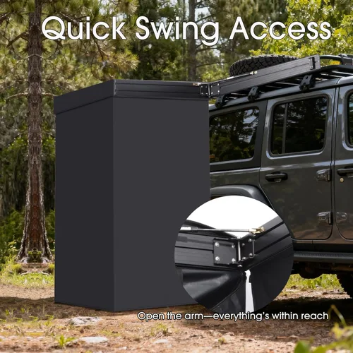 Miniatura 2 de Toldo de ducha con techo de 3 x 3 pies, luz LED para ducha lateral del vehículo, refugio de privacidad para campamento, baño, resistente a los rayos