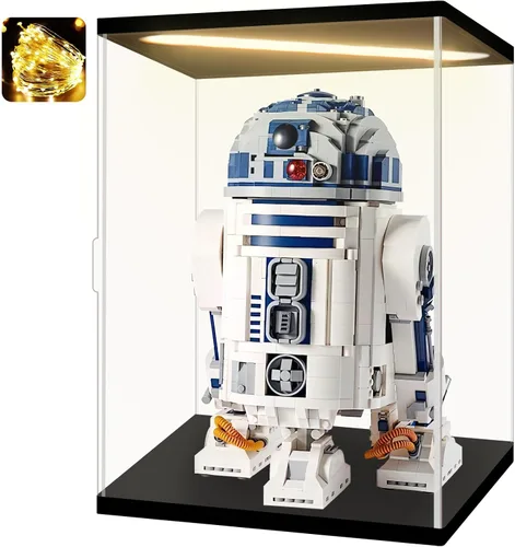 Miniatura 13 de Vitrina de acrílico para coleccionables, cajas de acrílico transparente para exhibir minifiguras, trofeos, casco de construcción iluminado