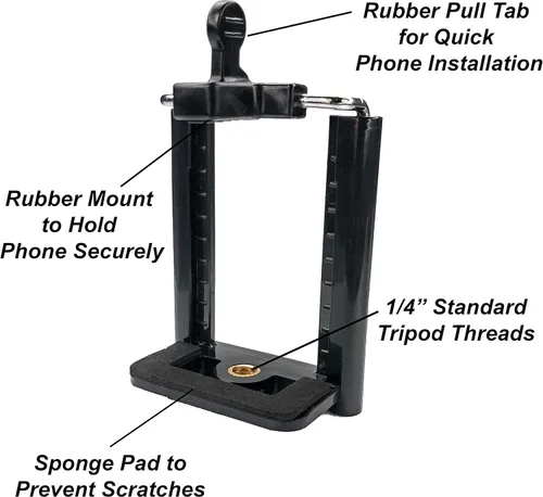 Miniatura 3 de Adaptador de trípode para teléfono celular – Soporte de trípode para iPhone – 7 SE 6 6S Plus 5 5S 5C 4 4S Soporte de clip accesorio conector