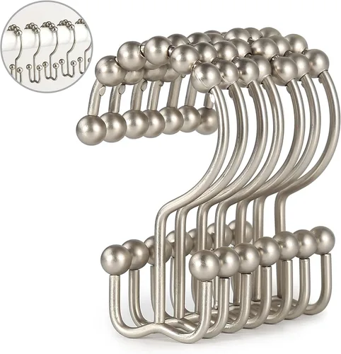 Miniatura 9 de Goowin - Ganchos para cortina de ducha, anillos de cortina de ducha de acero inoxidable, ganchos negros para cortina de ducha, anillos de cortina