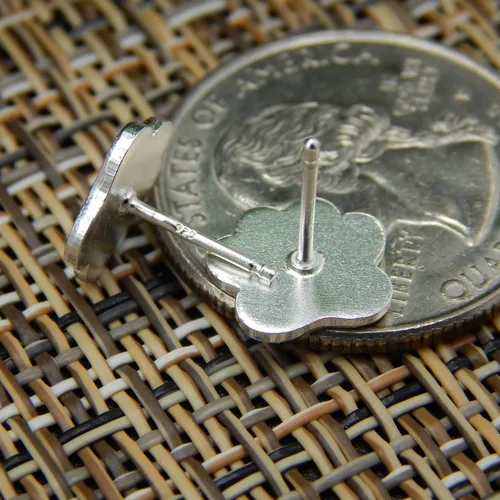 Miniatura 5 de Pendientes de botón de plata de ley 925 maciza con cristalesmalte con estampado de pata (elige tu color)
