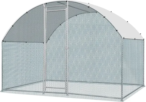 Miniatura 11 de VINGLI Gallinero grande de metal, espaciosa jaula para aves de corral con cubierta impermeable y anti-UV, corral para pollo al aire libre
