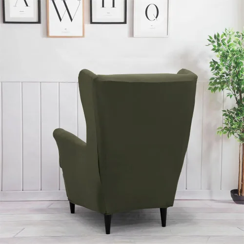 Miniatura 4 de Fundas para silla Wingback, 2 piezas, fundas elásticas para sillón de ala de color sólido con parte inferior elástica, protector de muebles