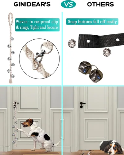Miniatura 4 de Campanas de Perro para Salir al Aire Libre y Entrenamiento de Orinal para Cachorros, Campana de Puerta de Perro Ajustable para Ir al Baño, Hecho a