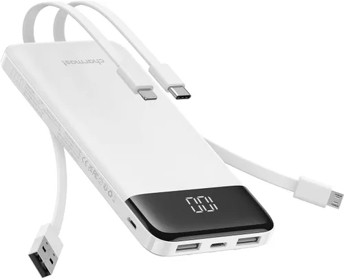 Miniatura 12 de Charmast Cargador portátil con cables incorporados, batería externa delgada de 10,000 mAh, cargador externo de alta velocidad con puerto USB C