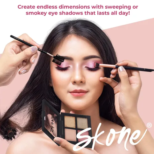Miniatura 4 de Skone Sombra de ojos de champán rosa cuádruple, maquillaje de ojos ahumados, tonos brillantes de champán, forma de polvo, dirigido a mujeres, 0.71