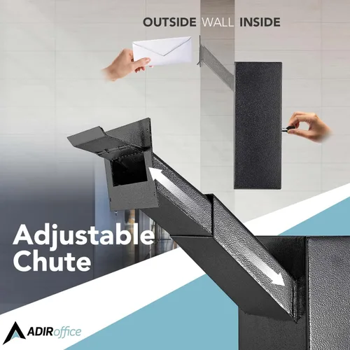 Miniatura 4 de AdirOffice Caja fuerte para colgar a través de la pared, acero grueso duradero con canal ajustable, bóveda de correo para casa, oficina, hotel