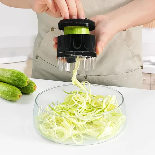Miniatura 6 de Rebanador cortador en espiral de verduras 3 en 1, fabricante ajustable de fideos de calabacín y zanahoria, cortador en espiral de pepino