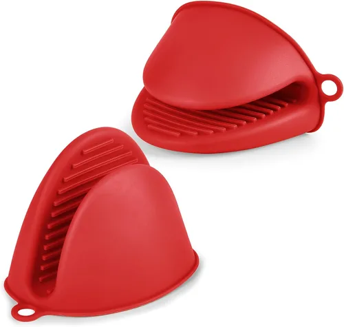 Miniatura 10 de AUAUY 2 mini guantes de horno de silicona, guantes de horno resistentes al calor de 446 ℉/446.0 °F, manoplas de cocina pequeños para horno