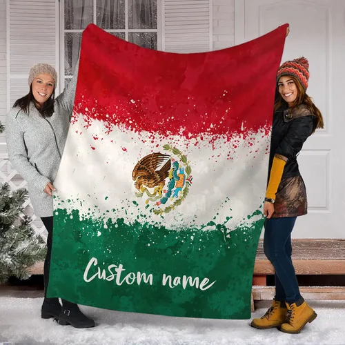 Manta de México personalizada con nombre para hombres y mujeres, manta personalizada con bandera de México, manta de bandera mexicana, regalo