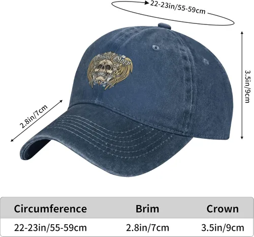 Miniatura 8 de Cowboy Hat Trendy Hats for Man and Women Djustable Four Season Outdoor Baseball Cap of Hell Skull with Angel Navy Blue